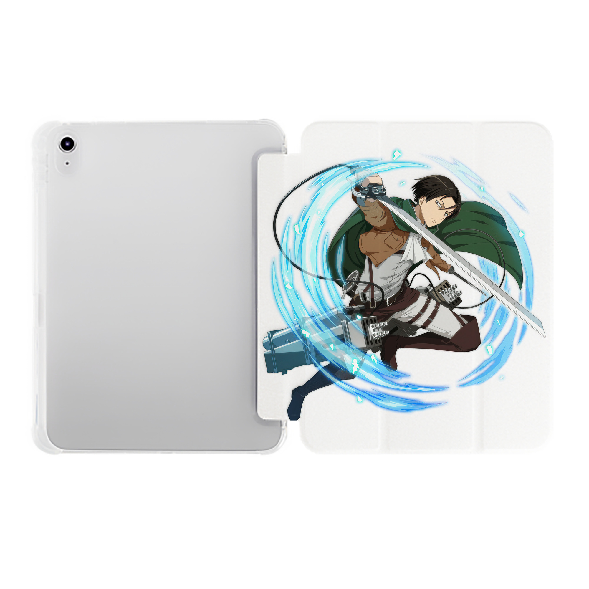 （画像用） 進撃の巨人 リヴァイ·アッカーマン Attack on Titan Levi Ackerman IPad ケース ペン収納付き 三つ折りスタンド PUレザー×シリコン 対応機種9.5/10.5/10.9インチ